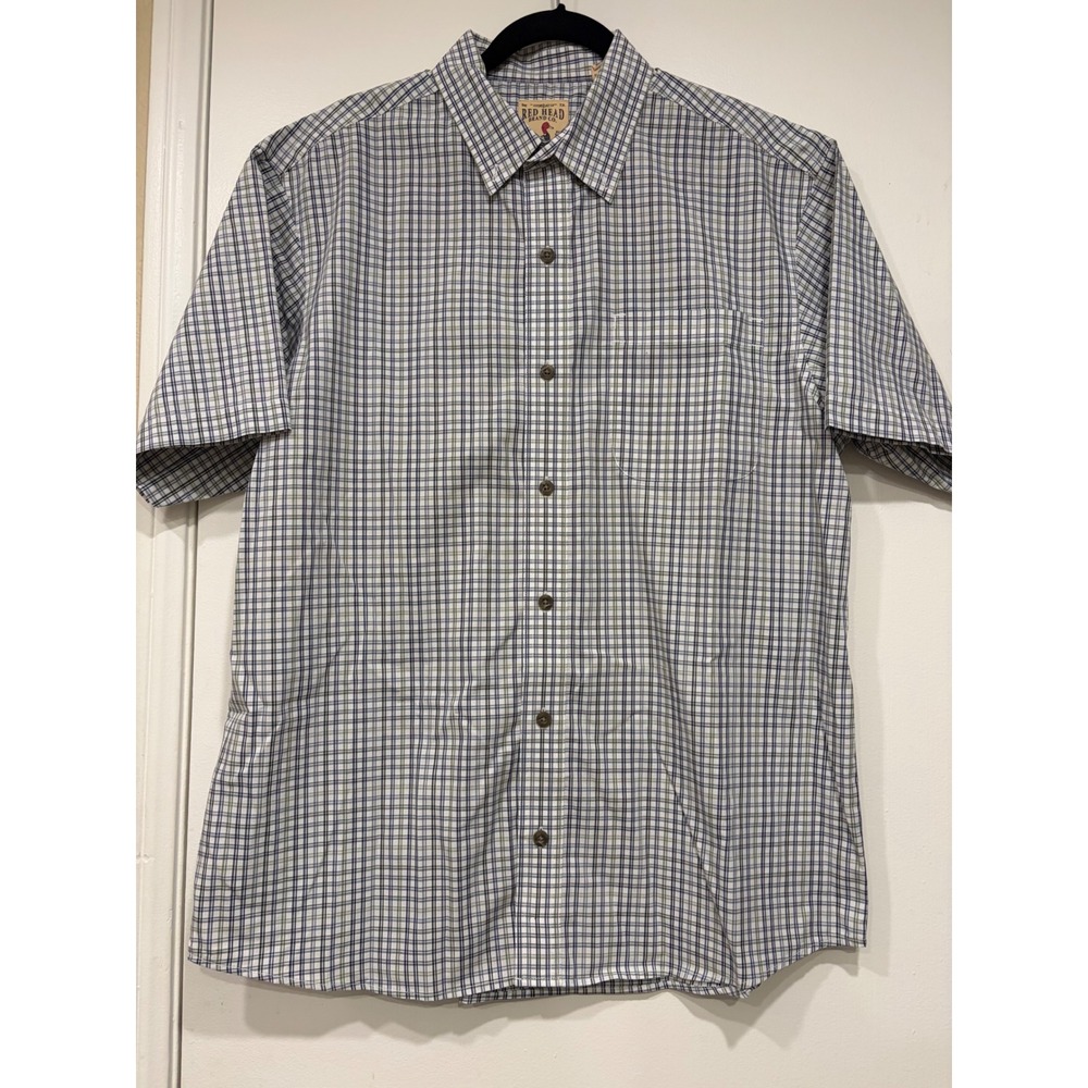 RedHead || Button Down Shirt || L || Blue Green Plaid || 100% Cotton